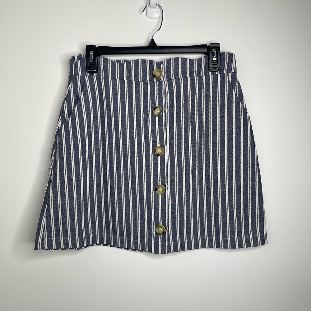 Day to day blue pepper Striped Button-Front Skirt size medium